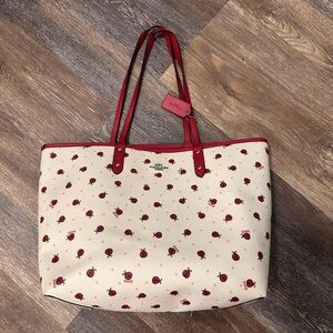 Coach Cream Tote with Lady Bug  Charm